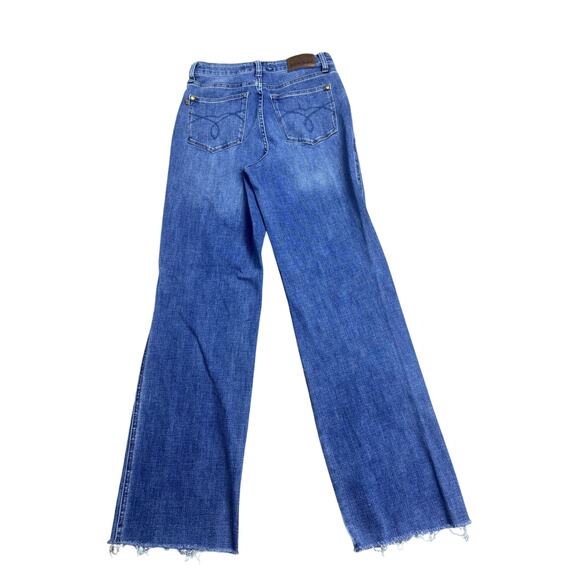 Judy Blue Jeans Women’s 7/28 Mid Wash Straight Leg Raw Hem Distressed Denim - Picture 7 of 8